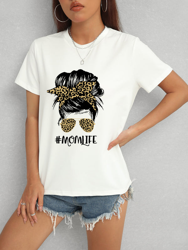 MOMLIFE Round Neck Short Sleeve T-Shirt-Teresa's Fashionista LLC