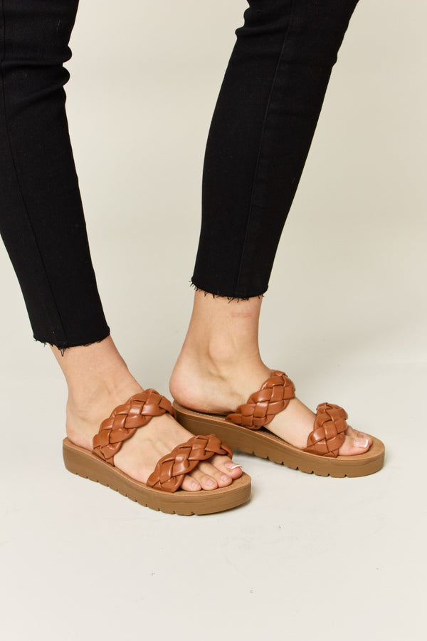 WILD DIVA Woven Dual Band Platform Sandals-Teresa's Fashionista LLC