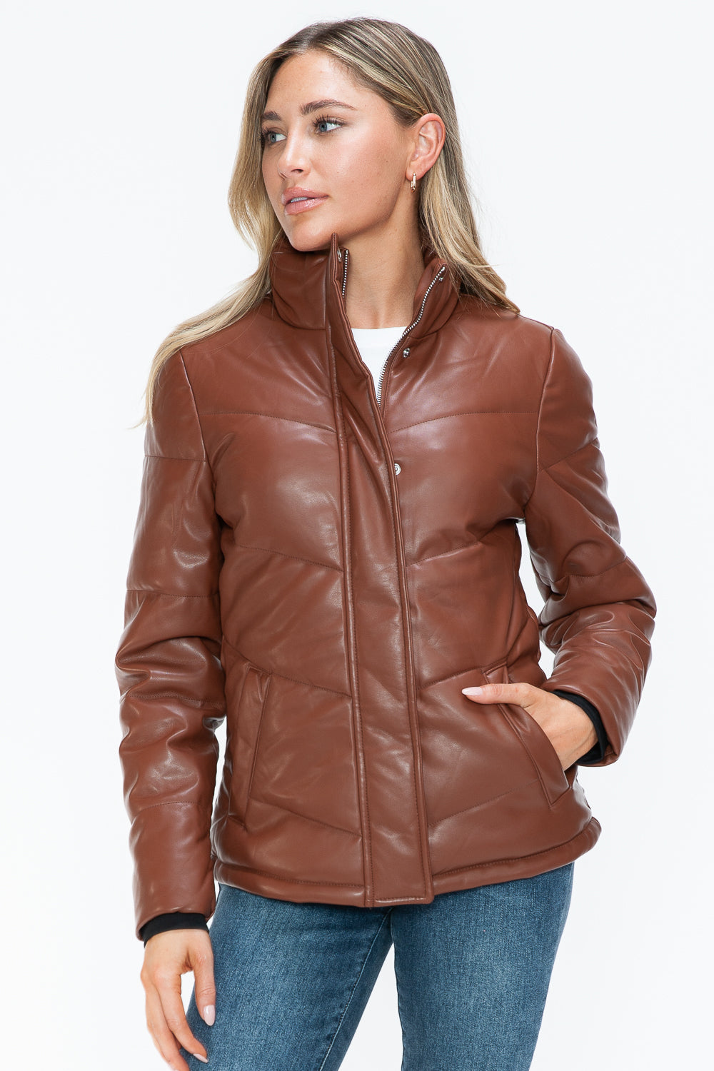 Snobbish Pocketed Zip Up Turtleneck Puffer Jacket - Teresa's Fashionista LLC