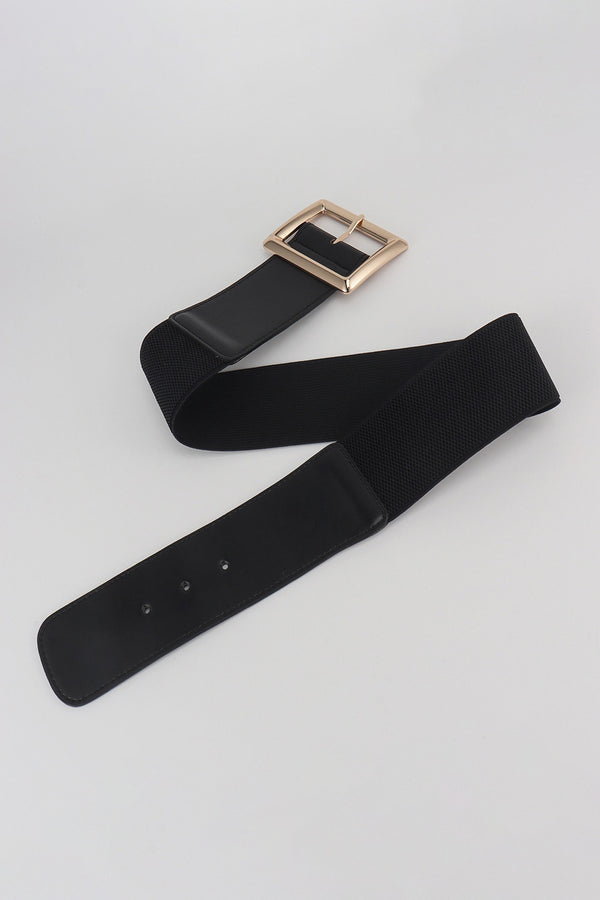 Rectangle Buckle Elastic Wide Belt-Teresa's Fashionista LLC
