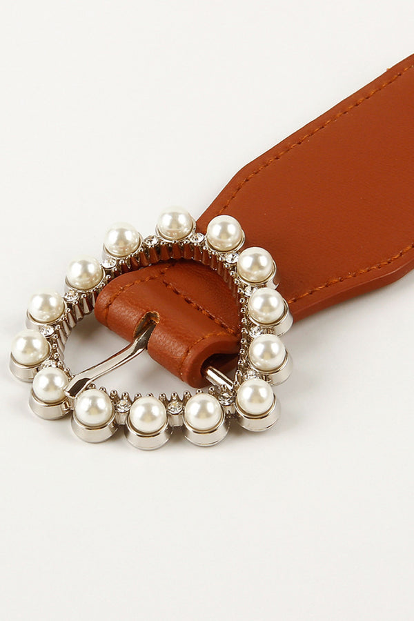 Pearl Heart Buckle Elastic Belt-Teresa's Fashionista LLC