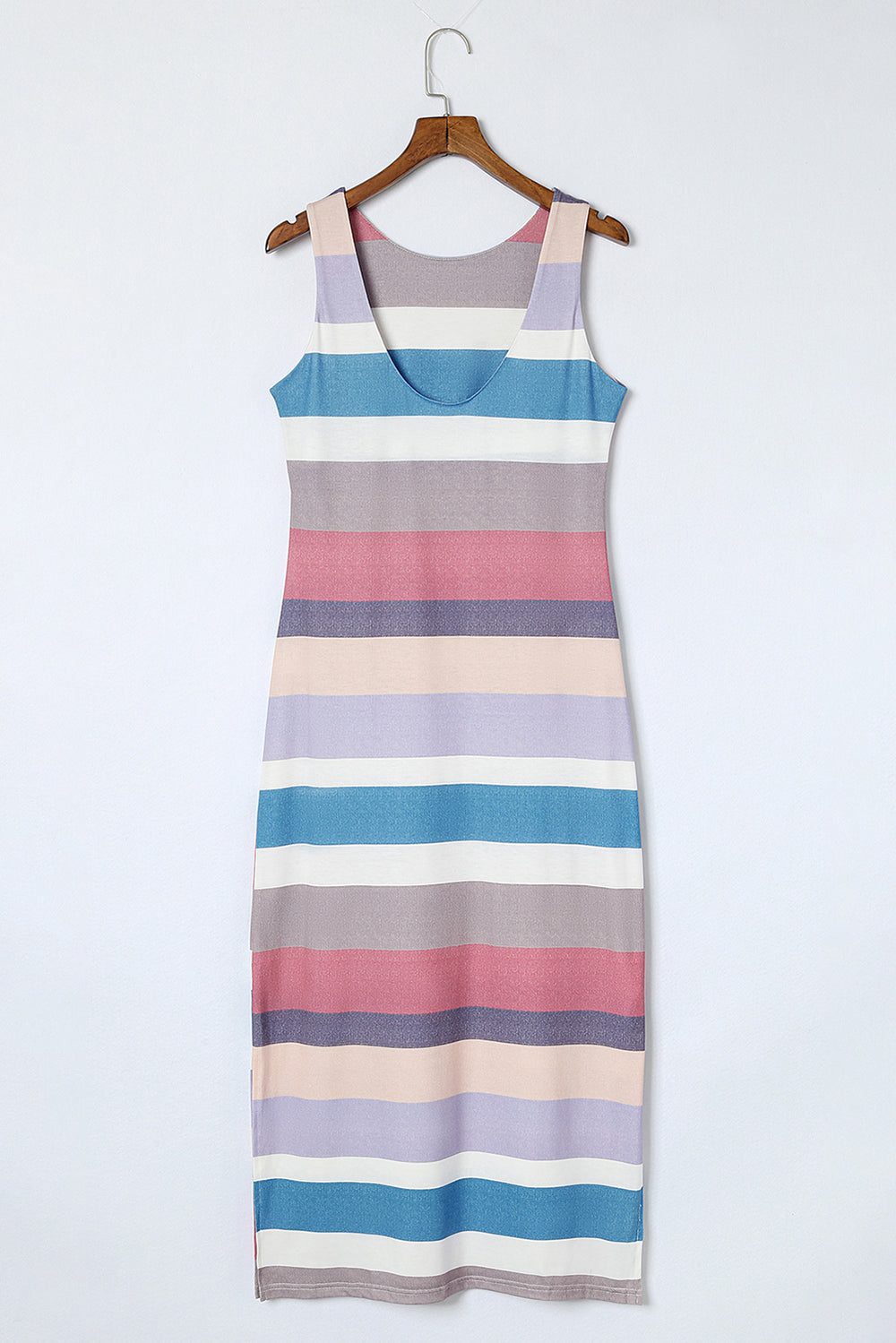 Striped Slit Sleeveless Maxi Dress-Teresa's Fashionista LLC