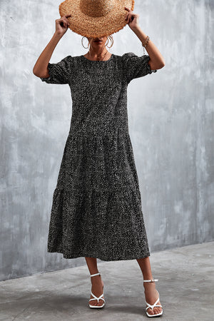Printed Flounce Sleeve Tiered Dress-Teresa's Fashionista LLC