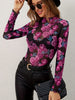 Floral Mock Neck Long Sleeve Top - Teresa's Fashionista LLC