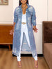 Long Sleeve Raw Hem Denim Jacket-Teresa's Fashionista LLC
