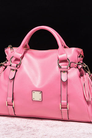 PU Leather Handbag with Tassels-Teresa's Fashionista LLC