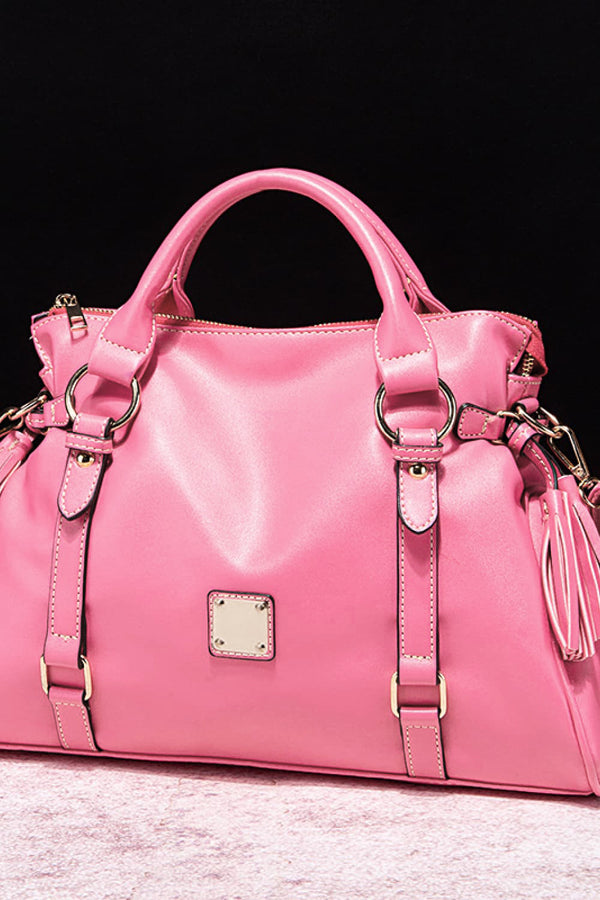 PU Leather Handbag with Tassels-Teresa's Fashionista LLC
