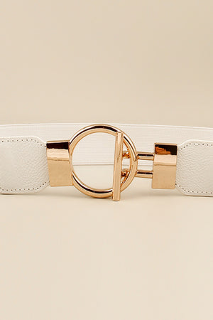Circle Shape Buckle Zinc Alloy Buckle PU Leather Belt-Teresa's Fashionista LLC