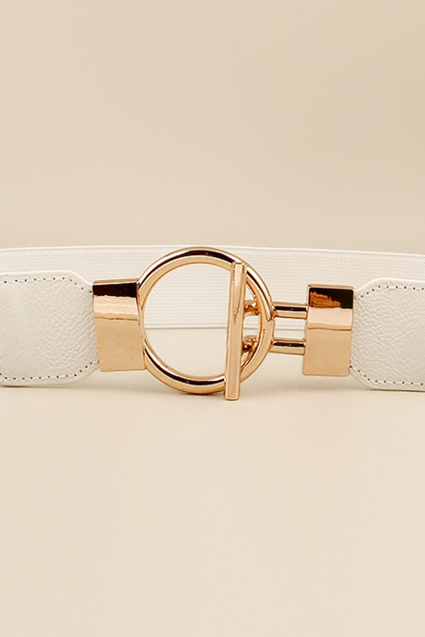 Circle Shape Buckle Zinc Alloy Buckle PU Leather Belt-Teresa's Fashionista LLC