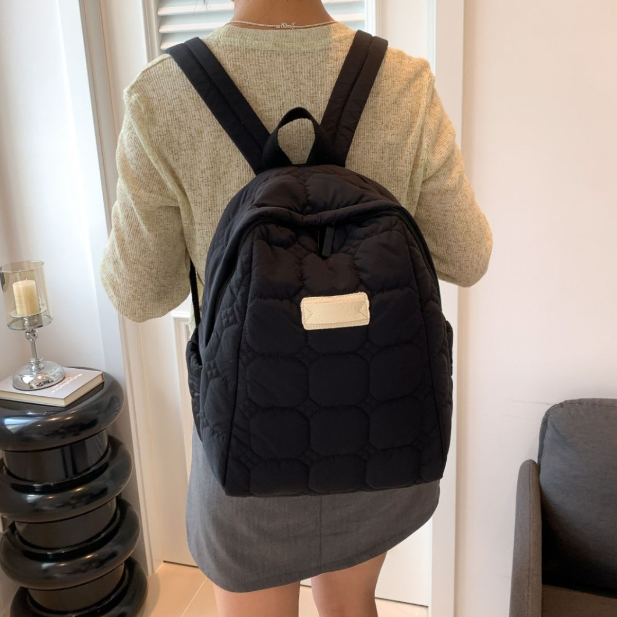 Quilted Polyester Backpack Bag-Teresa&#39;s Fashionista LLC