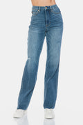 Judy Blue Full Size Tummy Control Cut Raw Hem Straight Jeans - Teresa's Fashionista LLC