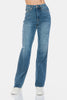 Judy Blue Full Size Tummy Control Cut Raw Hem Straight Jeans - Teresa's Fashionista LLC
