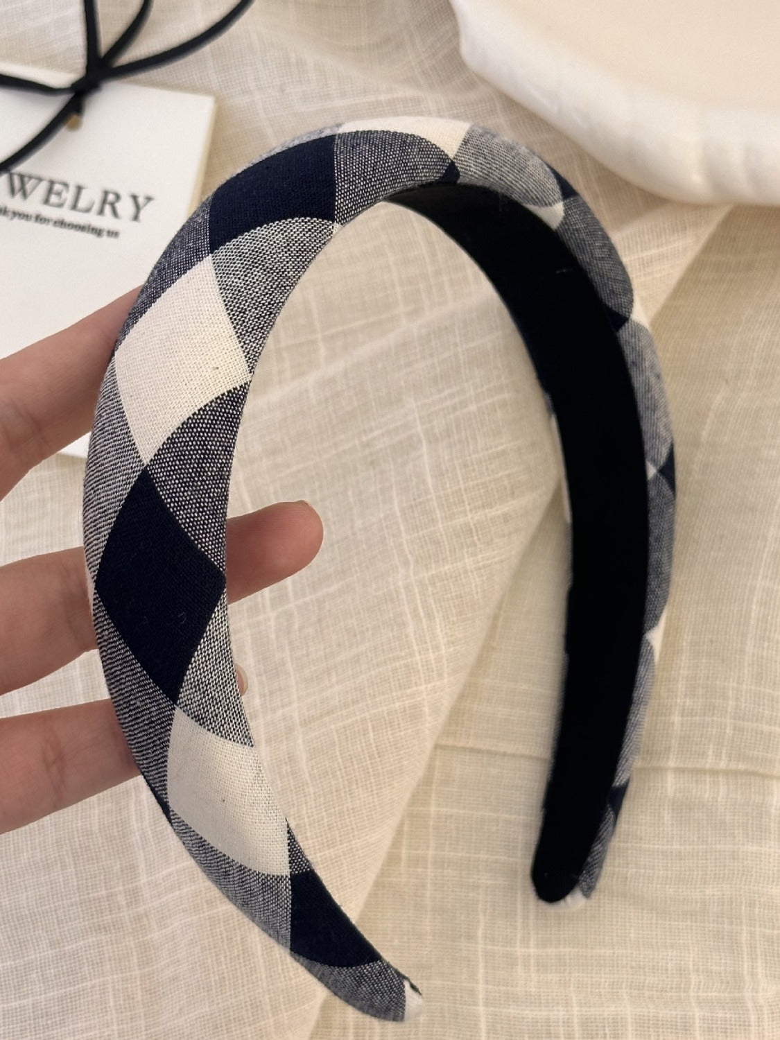 Polyester Plaid Wide Headband - Teresa's Fashionista LLC