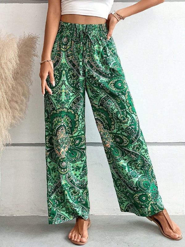 Printed Wide Leg Pants-Teresa's Fashionista LLC