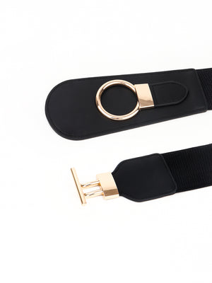 PU Elastic Wide Belt with Alloy Buckle-Teresa's Fashionista LLC