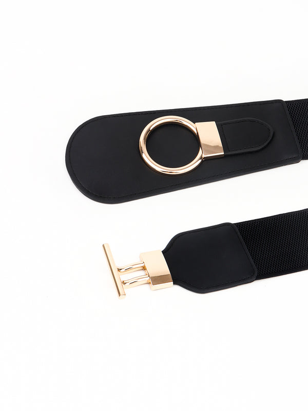 PU Elastic Wide Belt with Alloy Buckle-Teresa's Fashionista LLC
