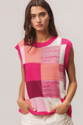 BiBi Color Block Round Neck Sweater Vest-Teresa's Fashionista LLC