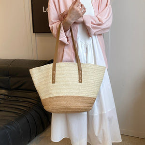Contrast Straw Braided Handbag-Teresa's Fashionista LLC