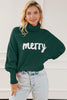 Merry Letter Embroidered High Neck Sweater-Teresa's Fashionista LLC