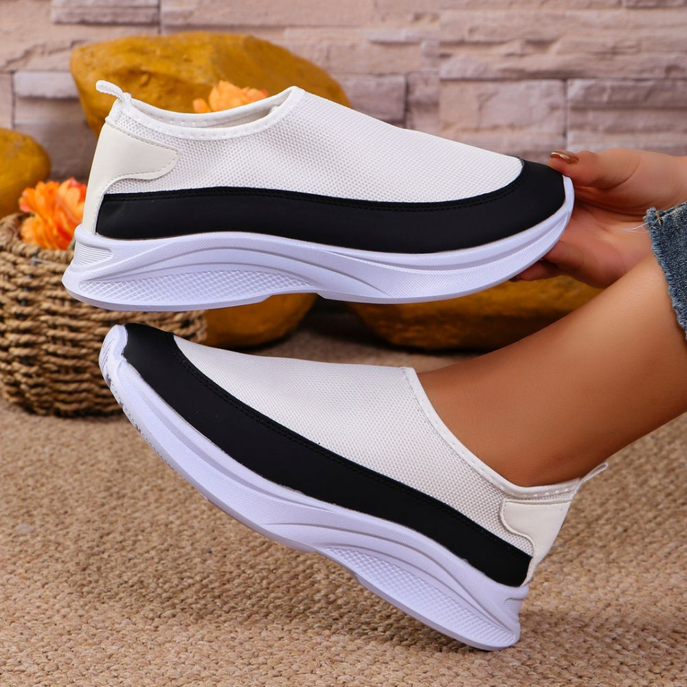 Mesh Contrast Flat Slip-Ons-Teresa's Fashionista LLC