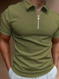 Men's Full Size Zip Collar Short Sleeve Polo Plus Size