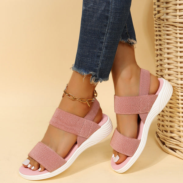 Rubber Open Toe Low Heel Sandals-Teresa's Fashionista LLC