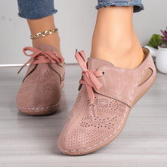 Lace-Up Round Toe Wedge Sandals-Teresa's Fashionista LLC