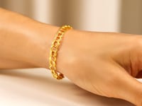 14k Yellow Gold Solid Double Link Charm Bracelet (5.00 mm)
