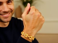 14k Yellow Gold High Polish Lite Puffed Mariner Link Bracelet  (21.00 mm)