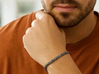 Sterling Silver Gunmetal Finish Byzantine Chain Bracelet (5.00 mm)