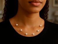 14k Yellow Gold Necklace with White Pearls