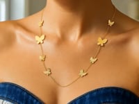 14k Yellow Gold Papillon Graduated Butterfly Necklace