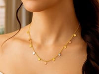 14K Tri Color Necklace with Dangling Circles