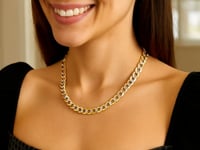14k Two Tone Gold Pave Curb Chain (7.00 mm)