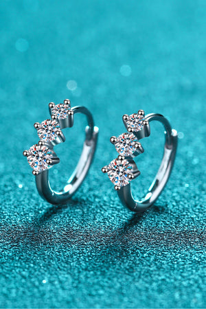 Sterling Silver Moissanite Huggie Earrings-Teresa's Fashionista LLC