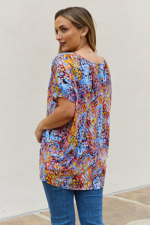 Be Stage Full Size Printed Dolman Flowy Top-Teresa's Fashionista LLC