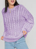 Openwork Round Sleeve Cable-Knit Sweater-Teresa's Fashionista LLC