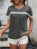 Contrast Round Neck Short Sleeve Tee-Teresa's Fashionista LLC