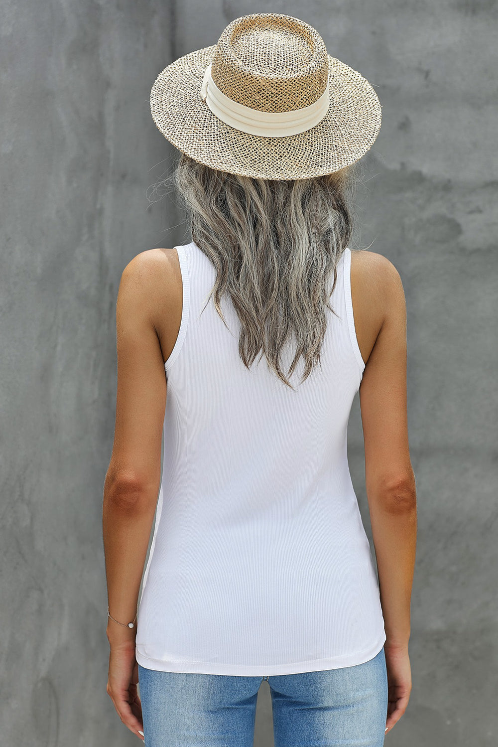 Notched Neck Ribbed Tank Top-Teresa's Fashionista LLC