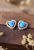 925 Sterling Silver Opal Heart Stud Earrings-Teresa's Fashionista LLC