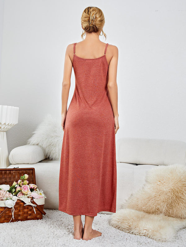 Scoop Neck Spaghetti Strap Night Dress-Teresa's Fashionista LLC