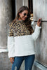 Leopard Color Block Half-Zip Collar Teddy Sweatshirt-Teresa's Fashionista LLC