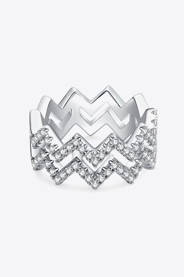 Moissanite Zigzag Stacking Rings-Teresa's Fashionista LLC