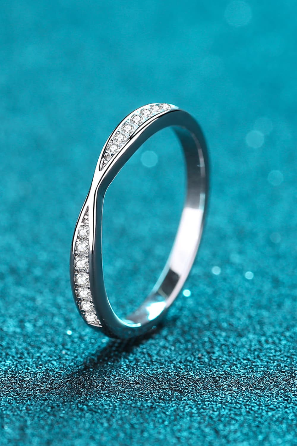 Moissanite Rhodium-Plated Ring-Teresa's Fashionista LLC