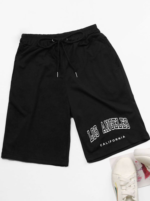 LOS ANGELES CALIFORNIA Graphic Drawstring Shorts-Teresa's Fashionista LLC