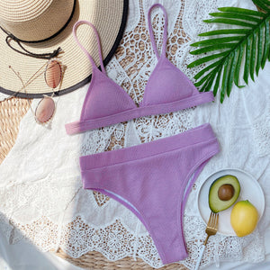 Spaghetti Strap Ribbed Bikini Set-Teresa's Fashionista LLC