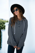 Quarter Snap Drawstring Hoodie with Kangaroo Pocket-Teresa's Fashionista LLC