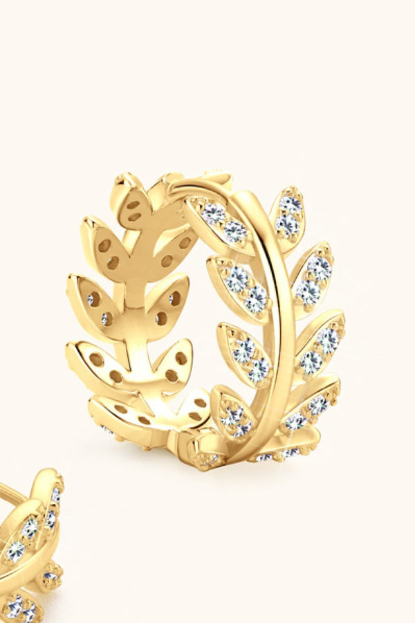 Moissanite Leaf 925 Sterling Silver Earrings-Teresa's Fashionista LLC