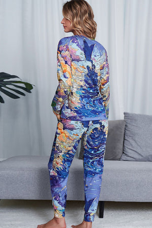 Tie-Dye Crewneck Top and Drawstring Waist Joggers Lounge Set-Teresa's Fashionista LLC