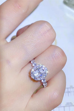2 Carat Moissanite 925 Sterling Silver Halo Ring-Teresa's Fashionista LLC